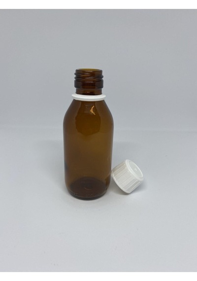 Amber Ecza Şişesi Kahverengi Beyaz Kapaklı Cam 100ml Şurup Şişesi 10 Adet Kahverengi