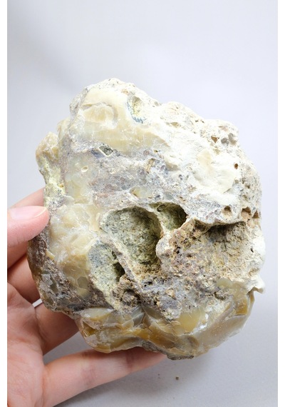 Bal-sarı Ve Buz-mavi Dendritik Opal Levha - Kuvars Jeot Boşlukları Ve Siyah Dendrit Tüyler, 377g