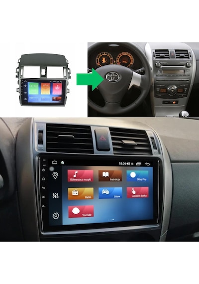 Toyota Corolla Izgaralı Çerçeve Android Multimedya Sistemi 4-64 Cadence R18 2007-2008 Ön Kayıt Kamera  9"