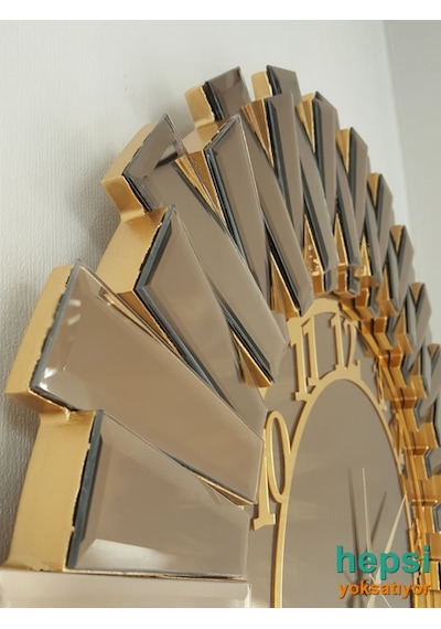 Güneş Golden Latin Bronze Altın Bronz 85 Cm Aynalı Duvar Saati