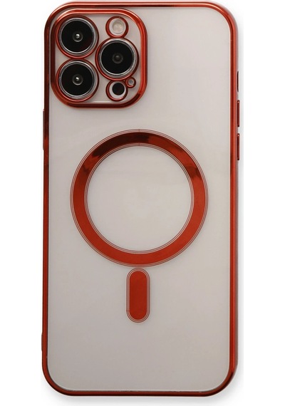 Newface - 15 - İphone 13 Pro Max Kılıf Magneticsafe Lazer Silikon - Matxzngz - - Kırmızı