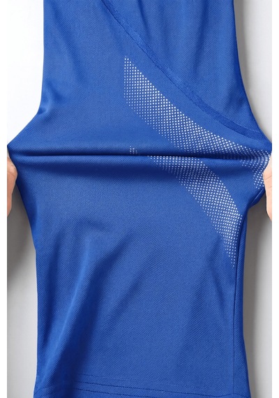 Genius Store Erkek Spor Tişört Antreman Gym Polyester Erkek Sporcu T-shirt Şeritli-tişört Mavi