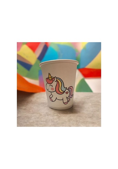 Unicorn Doğumgünü Konseptli Tek Kullanımlık 7 Oz 100 Adet Karton Bardak 1
