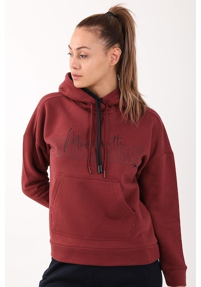 Maraton Sportswear Comfort Kadın Kapşonlu Uzun Kol Basic Bordo Sweatshirt 21475-bordo