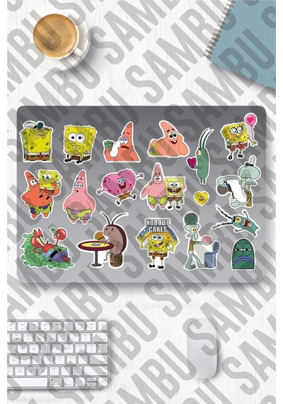 Sünger Bob Temalı Sticker Etiket Seti - Sponge Bob Sticker - Laptop Notebook Telefon 1