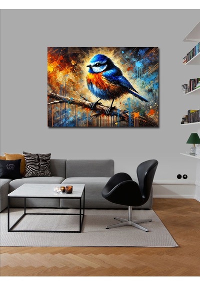 Kanvas Tablo Mavi Kuş Sanatı 100cmx140cm