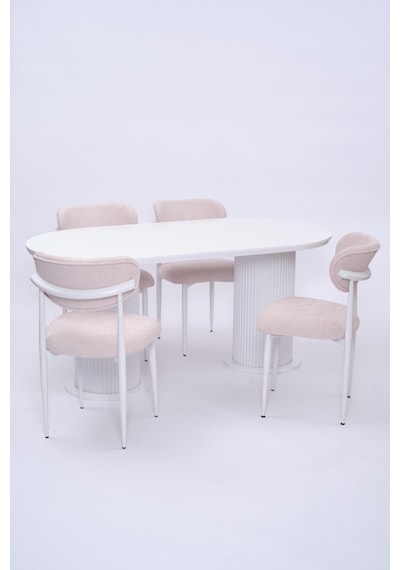 Bohem Polo Lak Panel Yemek Masa Sandalye Takımı 90x170 Beyaz
