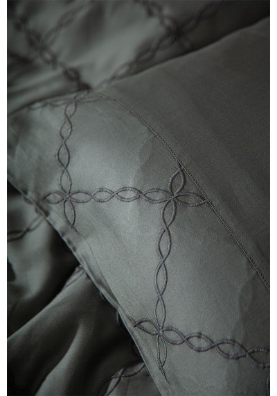 Ecocotton Mahfer Yeşil Çift Kişilik %100 Organik Pamuk Brodeli Nevresim Takımı Yeşil