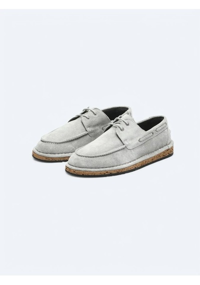 Açık Gri Süet Smart Casual Ayakkabı Gri