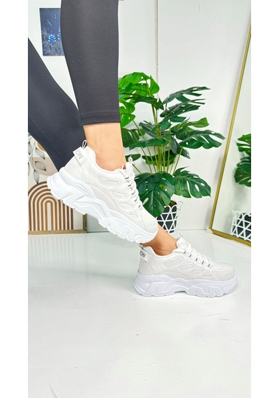 Günlük Kadın Sneaker Bağcıklı Yüksek Kalın Tabanlı Oval Burunlu Rahat Hafif Spor Ayakkabı 1001 Beyaz Günlük Kadın Sneaker Bağcıklı Yüksek Kalın Tabanlı Oval Burunlu Rahat Hafif Spor Ayakkabı 1001 Beyaz