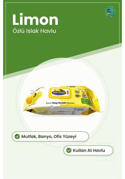 Yüzey Temizleyici Havlu Islak Mendil Limon Özlü Kullan At Mutfak Tekli