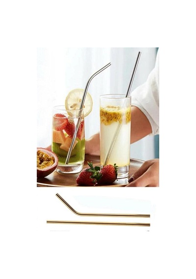 By Akcakese 2'li Paslanmaz Çelik Pipet + Temizleme Fırçası Gold Diğer
