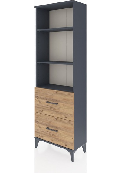 Arges Dolap 3 Raflı 2 Çekmeceli 60x30x182 Antrasit-çam Antrasit