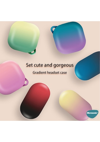 Microsonic Samsung Uyumlu Galaxy Buds Live Kılıf Degrade Rubber Pembe Mavi