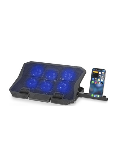 Laptop Soğutucu 6 Fan Led Telefon Standlı - Siyah Hdx4254