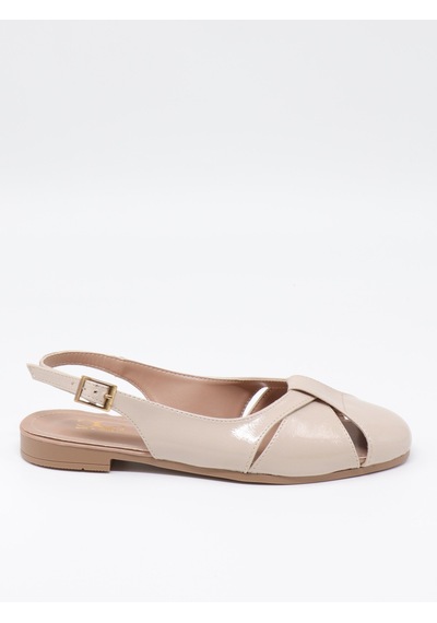 Nesilshoes Nesil Shoes Ceylan 873 Ten A. Açık Kadın Babet Ten Kırışık Rugan