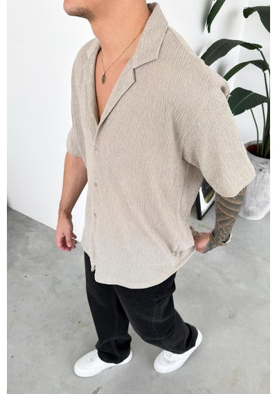 Taş Fitilli Basic Relaxed Kısa Kollu Gömlek
