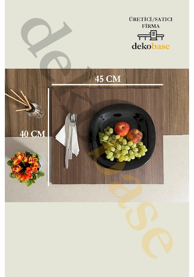 Ceviz 4 Adet Çok Amaçlı Koltuk Kenar Sehpası, Supla, Yemek Servis Altlığı Ceviz