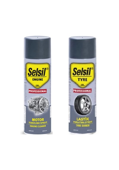 Selsil Motor Temizleme Spreyi + Lastik Parlatma Spreyi 500 Ml