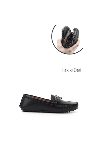 Gönderi(R) Gönderi R Kadın Siyah Tokalı Rok Hakiki Deri Comfort Loafer Ddza78245125 Siyah