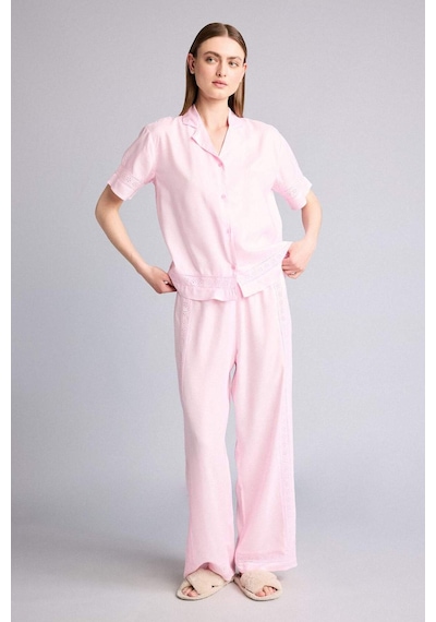 Defacto Regular Fıt Uzun Boy Dokuma Pijama Alt G4372ax26sppn648 Pembe-pn648