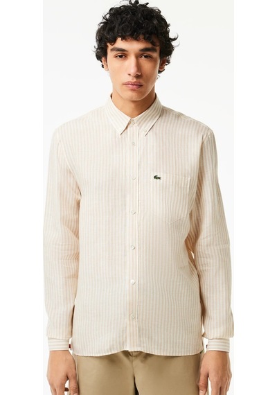Lacoste Men's Regular Fit Yellow Shirt Standart Kesim Erkek Keten Gömlek Sarı