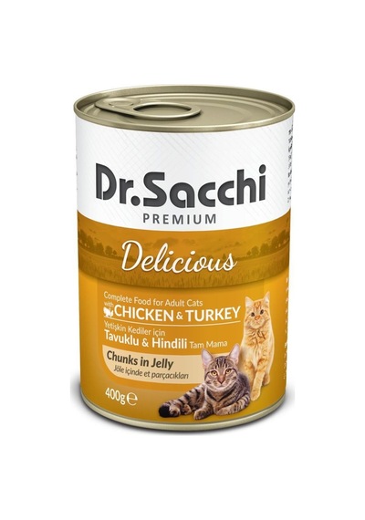 Dr.Sacchi Tavuklu ve Hindi Etli Konserve Yetişkin Kedi Maması 400 G