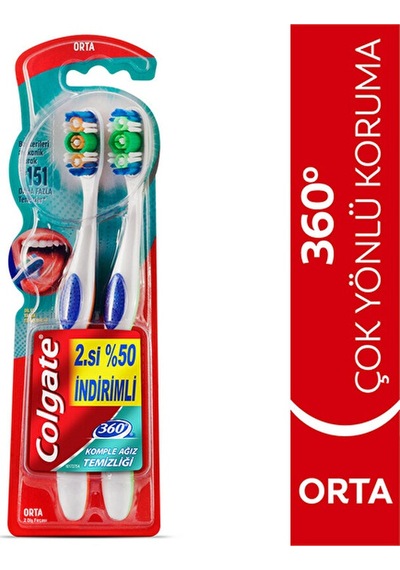 4 Adet Colgate Diş Fırçası 360 Komple Ağız Temizliği Orta 1+1