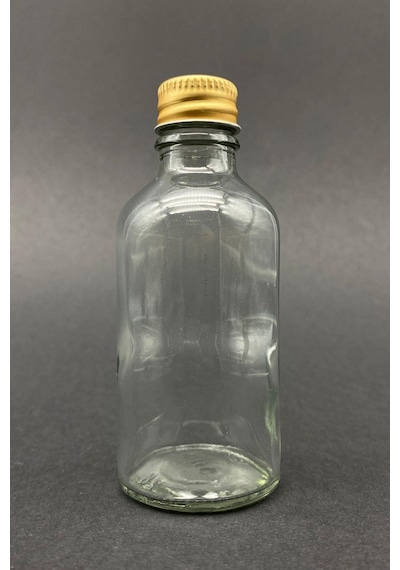 Rotanev 12 Adet Şeffaf Cam Shot Şişesi 50 ML Sızdırmaz Gold Metal Kapaklı+Huni