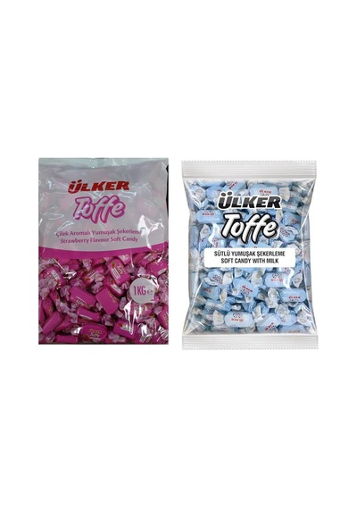 Karışık Toffe Şeker 2 Kg. Sütlü Toffe Ve Çilek Aromalı Toffe