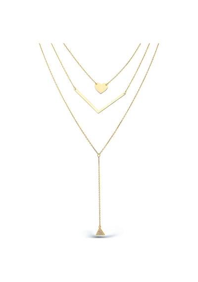 Kuyumcudukkani Düz Kalp"v"taşlı Üçgen Parçalı Kolye-37230-g-w Gold