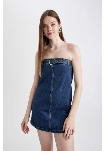 Defacto Fashion Fit Straplez  Jean Mini Elbise C5658AX24SPNM34