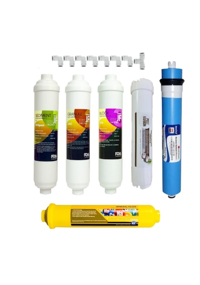 6 Aşamalı Su Arıtma Cihazı Filtre Seti Inline Filtre+ Ro Membran + Post Karbon Kapalı Kasa Uyumlu Tam Set Filtre Seçeneği - 6 Lı Filtre