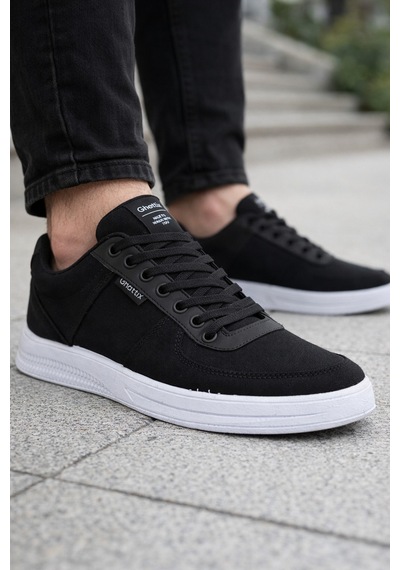Ghattix 104 Erkek Günlük Keten Sneaker Ayakkabı Siyah Siyah