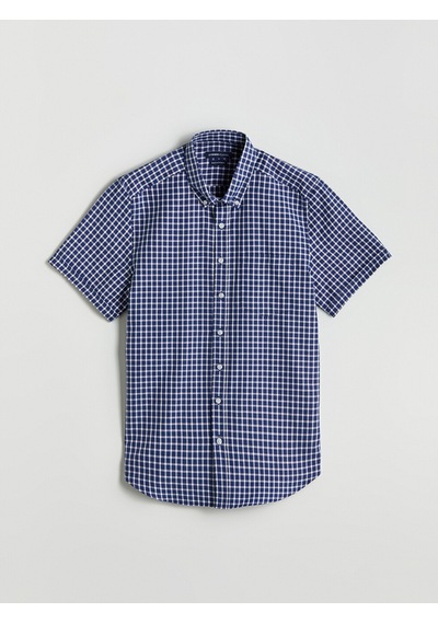 Lcwaıkıkı Classic Lacivert Regular Fit Kısa Kollu Ekose Oxford Erkek Gömlek