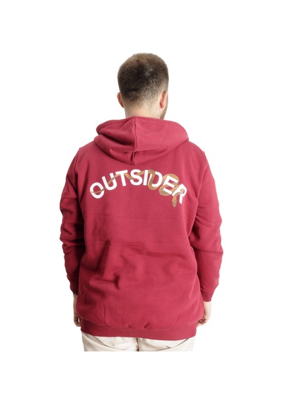 Mode Xl Büyük Beden Erkek Sweat Kapüşonlu Fermuarlı Outsider 23547 Bordo Bordo