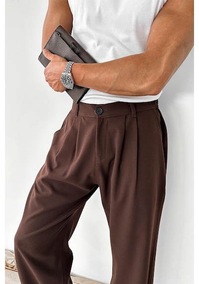Kahverengi Basic Premium Kumaş Pantolon Kahverengi