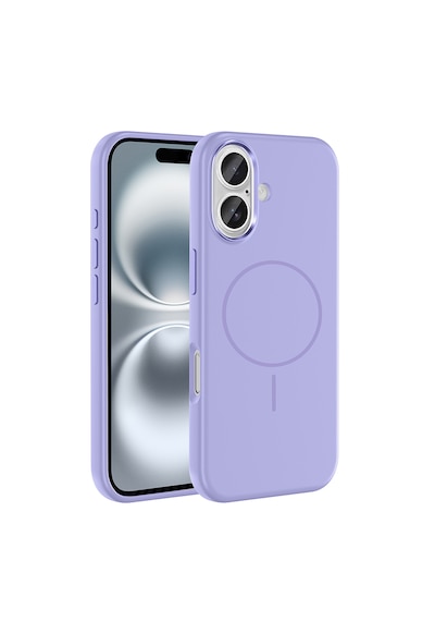 Apple Uyumlu iPhone 16 Kılıf M-safe Şarj Özellikli Metal Kamera Çerçeveli Zore Edi Silikon Kapak LİLA