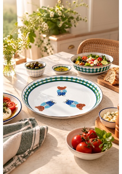 Bernardo Harmony Emaye Servis Tabağı 32 Cm Beyaz - Pembe