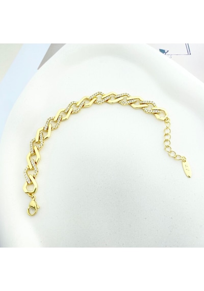 Kuyumcu Bileklik Zirkon Taşlı Zincir Bileklik Çelik Kararmaz Xuping Vip Seri Yüksek Kalite Gold