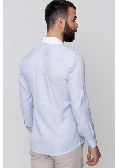 Efor G 1491 Slim Fit Koyu Mavi Spor Gömlek Mavi
