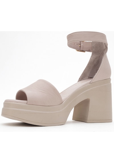 Luvishoes Margot Taş Cilt Hakiki Deri Kadın Platform Topuklu Sandalet Taş
