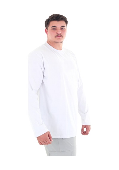 Erkek 115-155 Kilo Arası İçin Uygun Uzun Kol Bisiklet Yaka Mevsimlik Düz Renk İnce Sweatshirt Beyaz Erkek 115-155 Kilo Arası İçin Uygun Uzun Kol Bisiklet Yaka Mevsimlik Düz Renk İnce Sweatshirt Beyaz