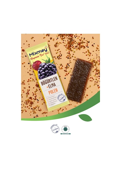 Mixmey Bee Polen Böğürtlen Meyve Barı 24 Adet | Atıştırmalıklar – Glutensiz (25GR X 24 ADET)