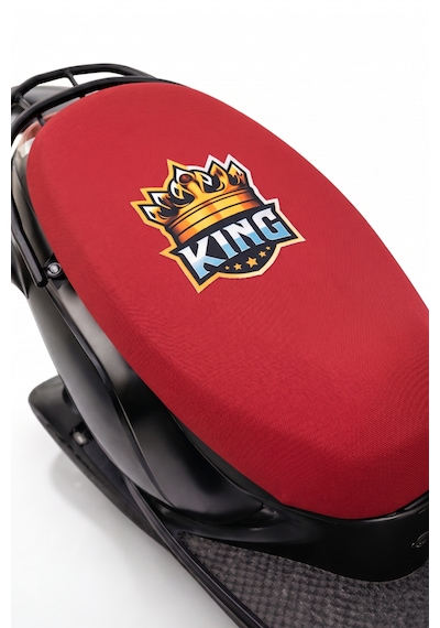 King Universal Motor Sele Kılıfı Kırmızı Scooter Sele Koruyucu %100 Polyester Yıkanabilir Koltuk Kılıfı