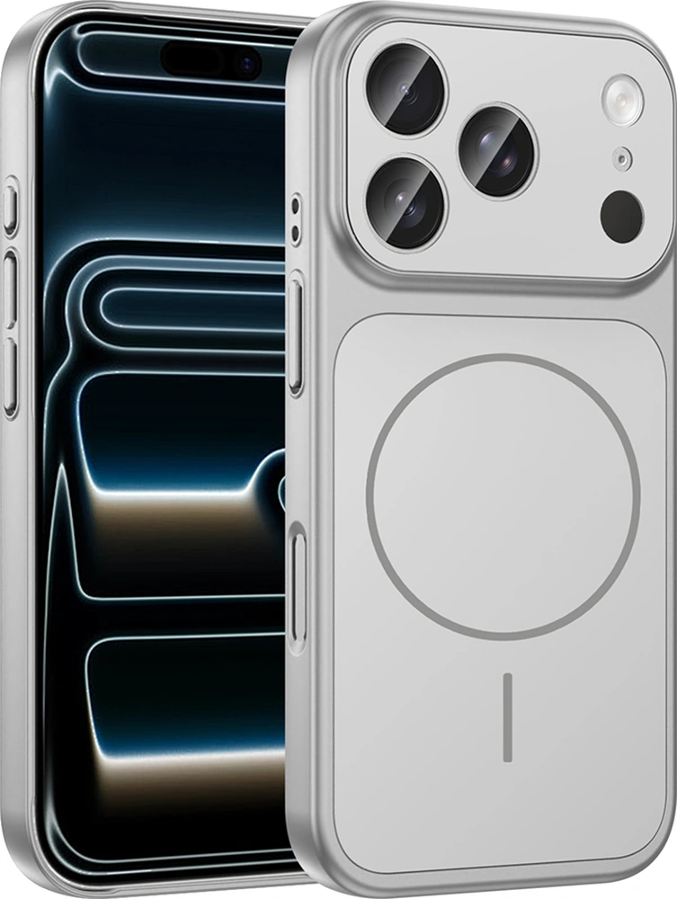 Apple Uyumlu iPhone 17 Pro Kılıf M-safe Şarj Özellikli Kamera Korumalı Formen Kılıf Gümüş