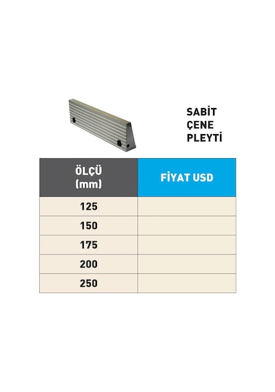 Fett 250mm Krasnic Mvn Süper Hassas Sabit Çene Pleyti