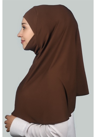 Altobeh Hazır Türban Peçeli Pratik Eşarp Tesettür Nikaplı Hijab - Namaz Örtüsü Sufle (XL) - Çikolata