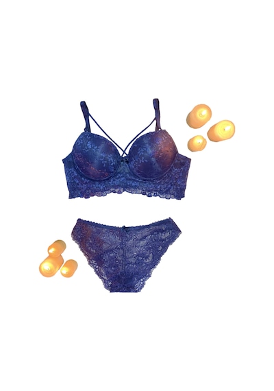 Kadın Dantelli Desteksiz Bralet Vizon Sütyen Takım 001