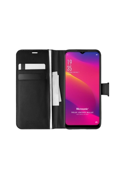 Oppo A9 2020 Kılıf Standlı Kapaklı Korumalı Siyah R55612:siyah